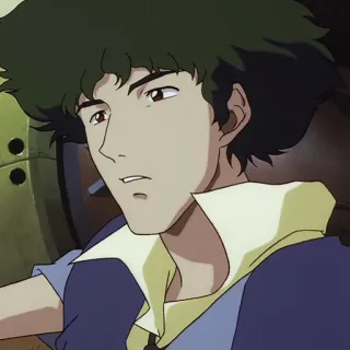 🚬 Spike Spiegel Cowboy Bebop Anime, Cowboy Bebop, Spike Spiegel, Nave espacial, Ficção científica whatsapp sticker