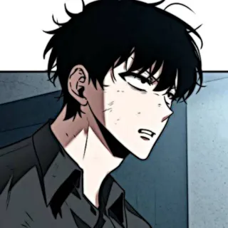 ✖️ hombre, pelo negro, serio, retrato, cómic, webtoon, coreano telegram sticker
