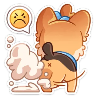☹️ anjing, kentut, kartun, lucu, binatang, emoji, marah whatsapp sticker