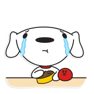 😔 Hund, traurig, weinen, Schüssel, Cartoon, Tier telegram sticker