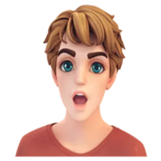😧 choqué, surpris, dessin animé, avatar, portrait, homme whatsapp sticker