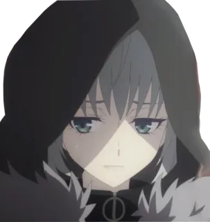 😣 Аниме, Персонаж, Капюшон, Седые волосы, Искусство telegram sticker
