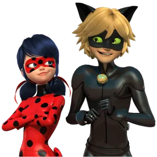 👫 Ladybug and Cat Noir Miraculous: Tales of Ladybug & Cat Noir мультфильм, супергерой, анимация, персонажи telegram sticker