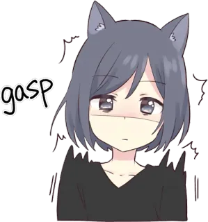 😨 gasp anime, cat girl, gasp, surprised, cute whatsapp sticker