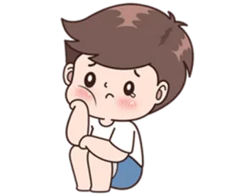 😕 triste, pleurer, contrarié, dessin animé, garçon telegram sticker