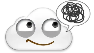 😏 nube, pensando, confundido, dibujo animado, tiempo, expresión whatsapp sticker