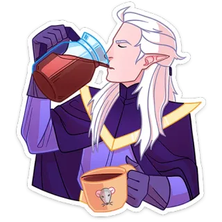 ☕️ elfe, kaffee, magie, fantasy, charakter, trank, getränk telegram sticker