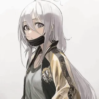 🤨 Ragazza anime, Maschera, Giacca, Arte, Illustrazione, Capelli grigi telegram sticker