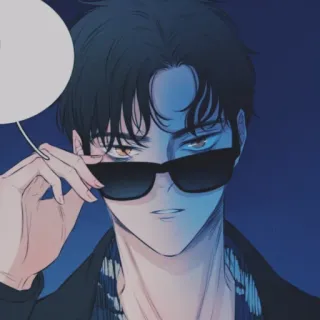 ➿ hombre, gafas de sol, cool, estiloso, anime, manga, dibujo animado, ilustración telegram sticker