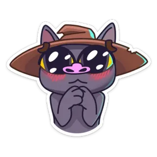 🥺 morcego, fofo, animal, desenho animado, chapéu de mago, kawaii, adesivo whatsapp sticker