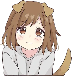 😢 Anime, Anjing, Gadis, Lucu, Kawaii, Sedih telegram sticker
