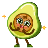 🤩 Авокадо, Милый, Каваи, Мультфильм, Еда, Фрукт telegram sticker