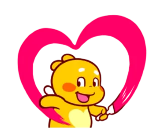 ❤ 漫画, 可愛い, 愛, ハート, 黄色, キャラクター, ステッカー telegram sticker