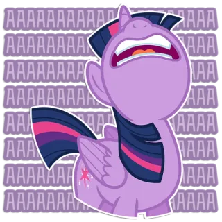 😫 Twilight Sparkle My Little Pony AAAAAAAAAAAAAA Pony, Cartoon, Schreien, Lila, Meme, Animiert telegram sticker