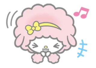 😆 fofo, desenho animado, kawaii, rosa, ovelha, personagem, laço telegram sticker