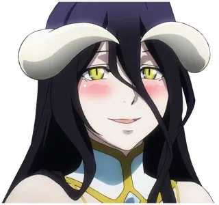 😍 Albedo Overlord anime, demon, horns, blush, Overlord, Albedo telegram sticker