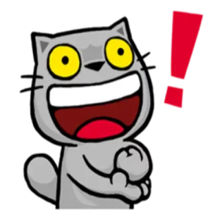 ❗ cat, alert, exclamation, animal, cartoon telegram sticker