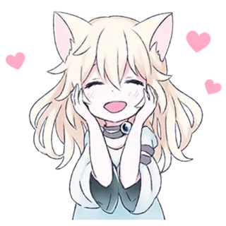 🐰 อนิเมะ, สาวแมว, คาวาอิ, น่ารัก, มังงะ, ยิ้ม, มีความสุข, หูแมว telegram sticker