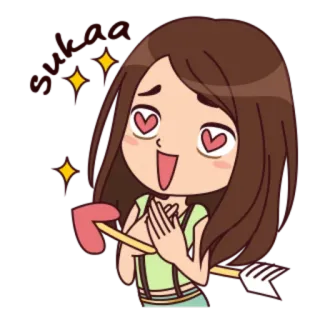 😍 я люблю flecha, corazón, amor, dibujos animados, animado, brillo, chica, emocionada whatsapp sticker