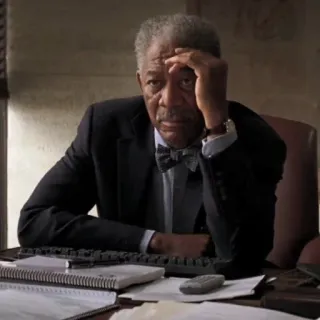 🦇 Morgan Freeman actor, desk, office, thinking telegram sticker