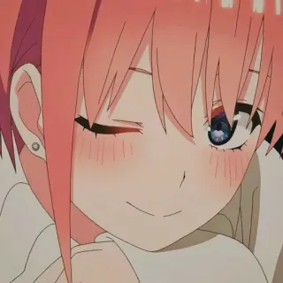 😉 Ichika Nakano The Quintessential Quintuplets anime, Ichika Nakano, The Quintessential Quintuplets, cute, girl, pink hair telegram sticker