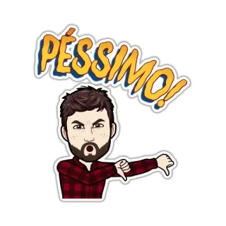 👎 PÉSSIMO! thumbs down, dislike, negative, cartoon, man, PÉSSIMO telegram sticker