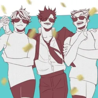 🥇 Anime, Lunettes de soleil, Groupe, Personnages, Confettis whatsapp sticker