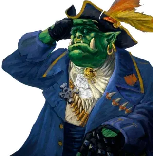 🫡 орк, пират, фэнтези, персонаж, зеленая кожа, шляпа telegram sticker