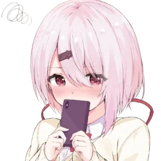 😊 anime, girl, pink hair, cute, phone telegram sticker