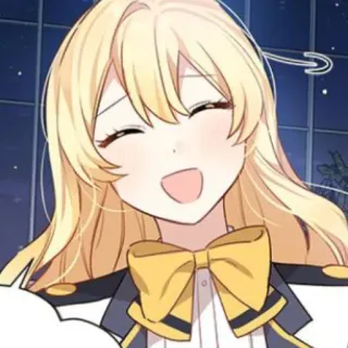 🥡 anime, garota, cabelo loiro, sorriso, fofa telegram sticker