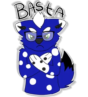 😡 BASTA furry, animal, óculos, azul, branco, personagem whatsapp sticker