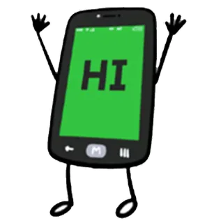 ✋ HI Telefon, Gruß, Cartoon, Handy, Hallo, Nachricht whatsapp sticker
