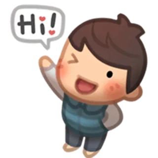 👋 Hi! hai, salam, kartun, imut, anak laki-laki, melambai telegram sticker