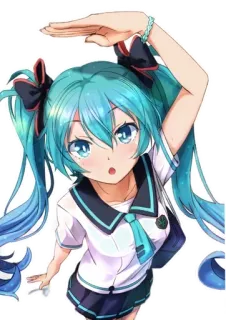 😯 Hatsune Miku chica anime, pelo azul, Hatsune Miku, vocaloid, anime telegram sticker