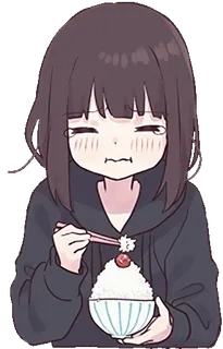 🍧 anime, menina, comendo, arroz, comida, hashi, fofa telegram sticker
