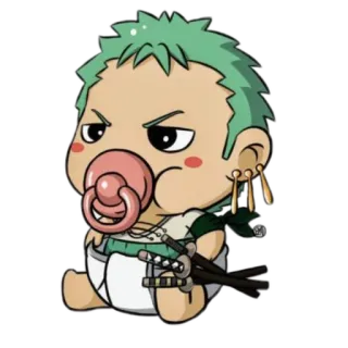 😚 Zoro One Piece anime, manga, baby, pacifier, cute, character, swords, one piece, zoro telegram sticker