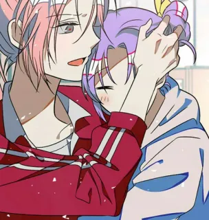 🤗 anime, cartoon, hug, cute, friendship, couple, romance telegram sticker