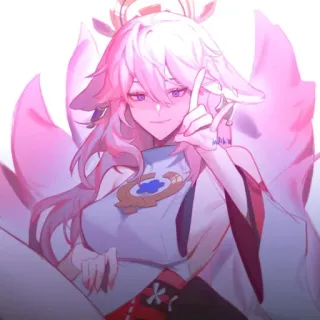 🔮 Yae Miko Genshin Impact 애니메이션, 여우, 야에 미코, 원신, 비디오 게임 whatsapp sticker