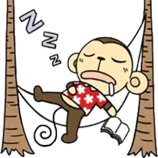 😴 mono, durmiendo, hamaca, dibujos animados, relajado, tropical telegram sticker