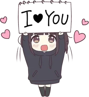 🍣 I ❤️ You amor, corazón, lindo, chica, pegatina whatsapp sticker