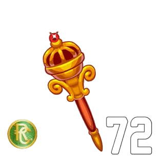 7️⃣ 72 real, cetro, corona, oro, número, 72, realeza telegram sticker