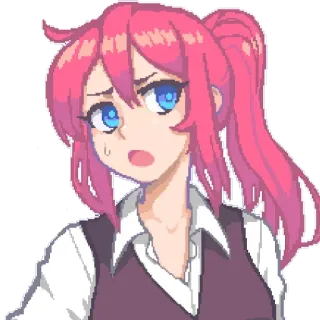 😓 anime, manga, cartoon, portrait, cute, girl, pink hair telegram sticker