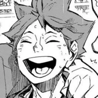😄 Hinata Shoyo Haikyuu!! 애니메이션, 만화, 하이큐!!, 히나타 쇼요, 웃는, 행복한 telegram sticker