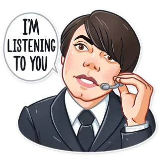 🤙 I'M LISTENING TO YOU écoute, communication, service client, microphone, dessin animé, illustration telegram sticker