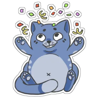 🎉 gato, celebración, confeti, lindo, fiesta, animal whatsapp sticker