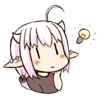 🤔 dễ thương, anime, bóng đèn, ý tưởng, hoạt hình, hình minh họa telegram sticker