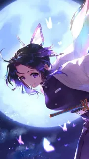 ⭐ Shinobu Kocho Demon Slayer anime, shinobu kocho, demon slayer, manga, butterfly, katana whatsapp sticker
