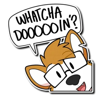 👀 WHATCHA DOOOOIN'? furry, perro, gafas, bocadillo, dibujos animados, mono telegram sticker