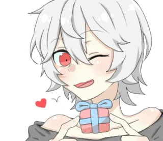 😉 style anime, cadeau, mignon, personnage, coeur, souriant, dessin animé whatsapp sticker