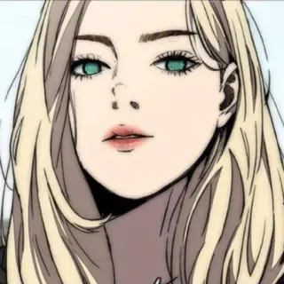 🎐 anime, chica, rubia, pelo largo, mujer, retrato telegram sticker